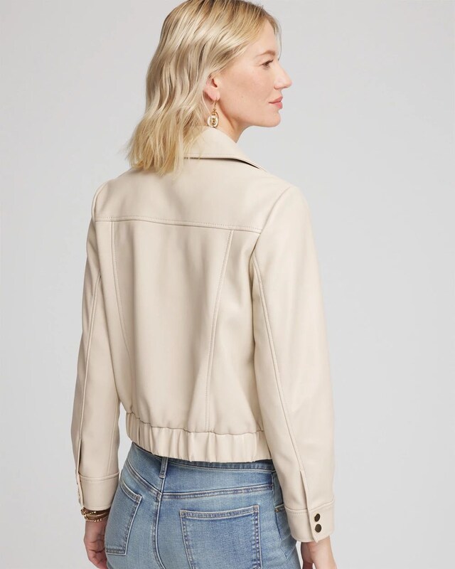 Faux Leather Bomber Jacket - image 3